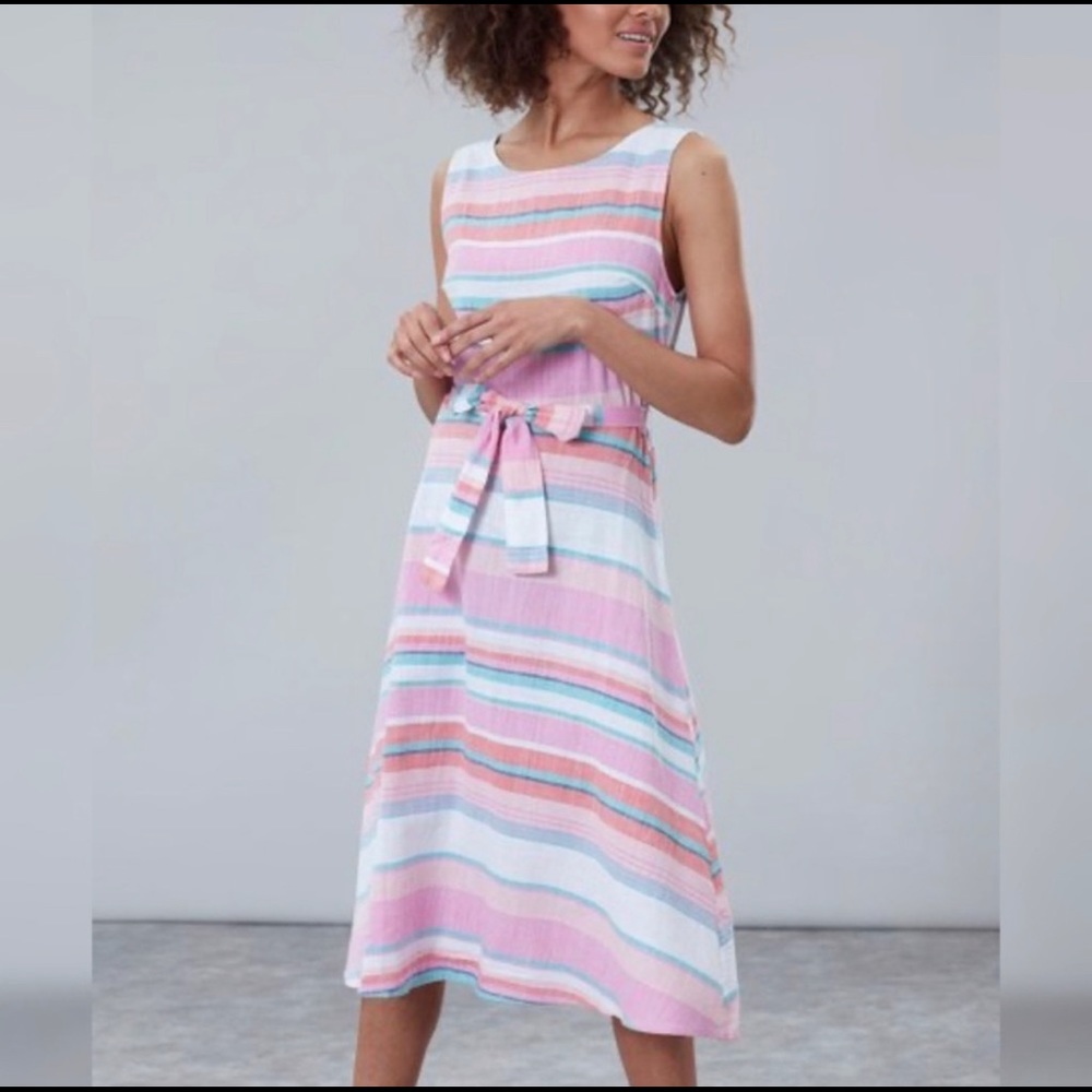 Joules | Mauve Multicolor Stripe Fiona Midi Dress